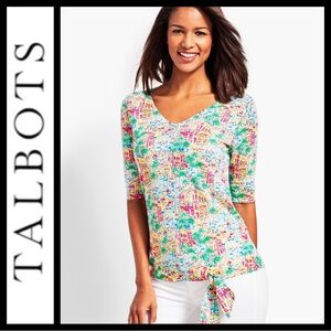 Talbots Streets of Santorini Relaxed Tie Front Sweater